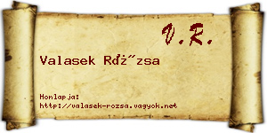 Valasek Rózsa névjegykártya